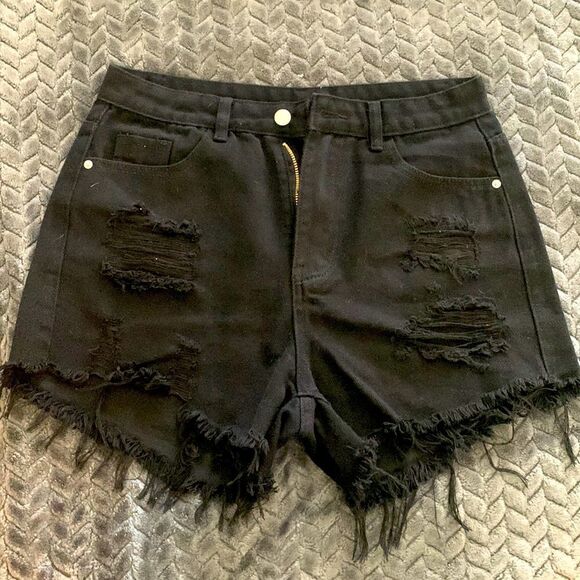 Shein black “Jean” shorts - Picture 1 of 9